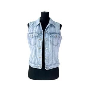 GAP Light Wash Denim Vest 100% Cotton Women's Small
